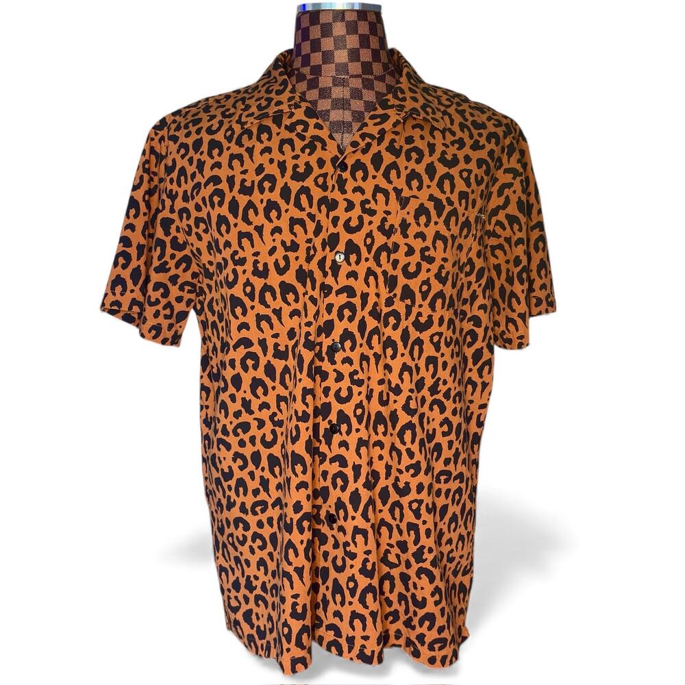 Straight to Hell Mens Boss Leopard Shirt XXL 2XL Short Sleeve Rockabilly Retro